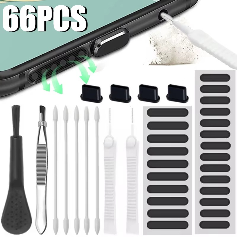 Dust Removal Sticker - Handy-Reinigungsset Lautsprecher-Staubschutz-Netz Aufkleber Ladeanschluss-Schutz Reinigungsbürsten-Kit für